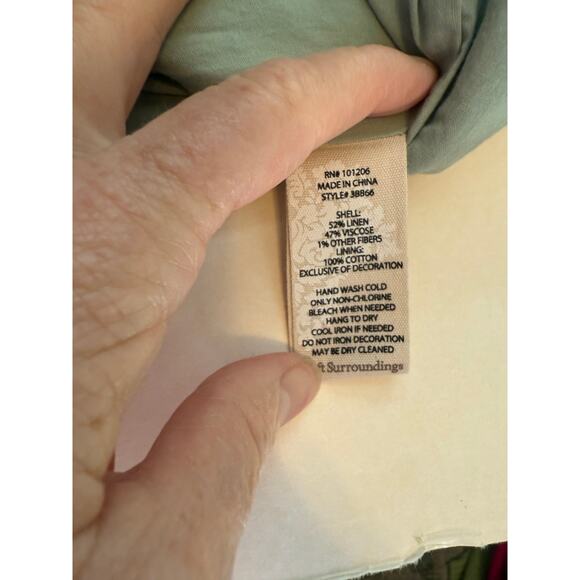 Soft Surroundings Linen Pants PM Coastal Grandma Resort Metallic Thread - Picture 4 of 11